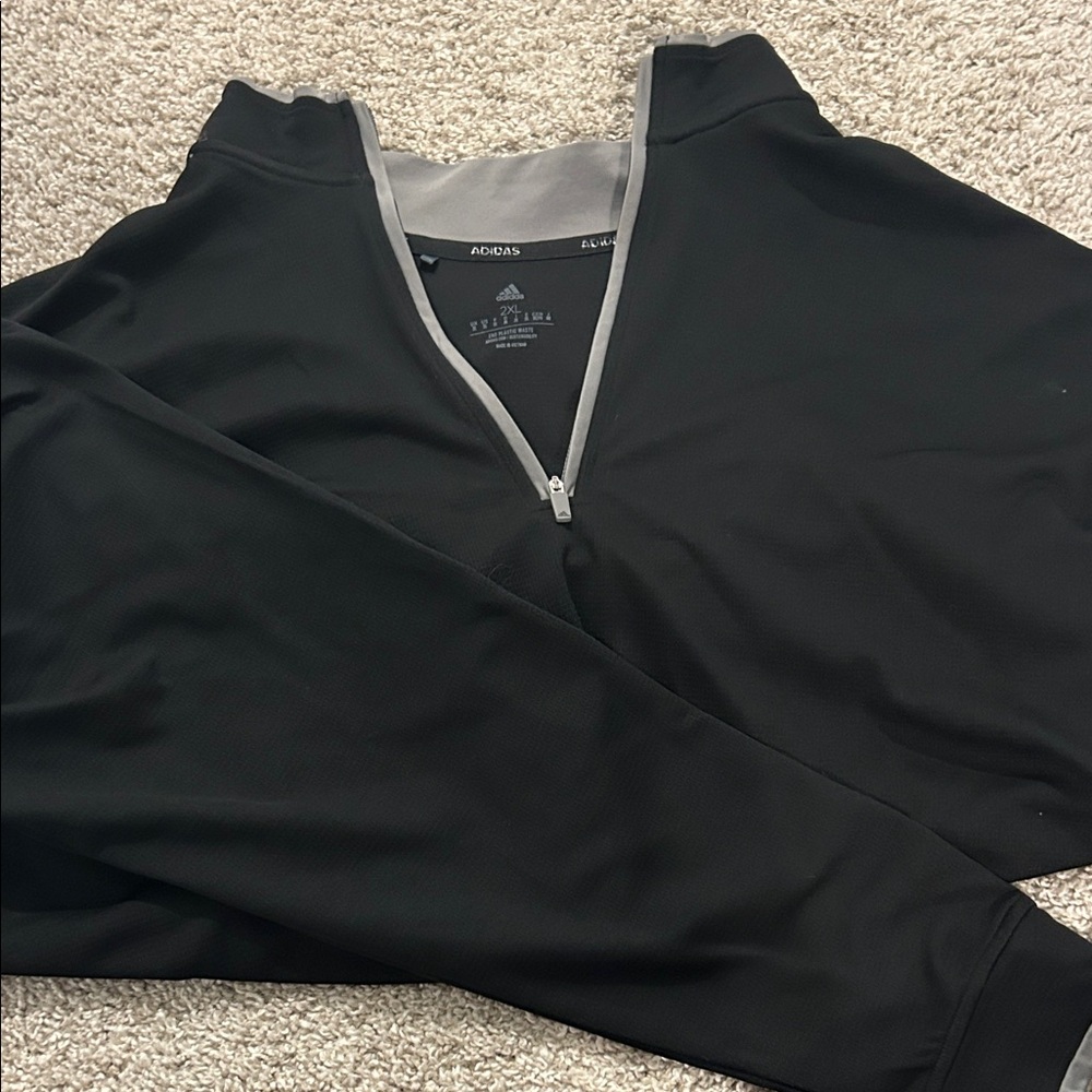 Adidas Men's Zip-Up Sweater in Black and Gray